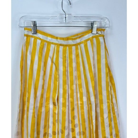 VTG Lutz Teutloff West Germany White Yellow Polka Dot Striped Blouse Skirt 36/8 - Picture 7 of 11